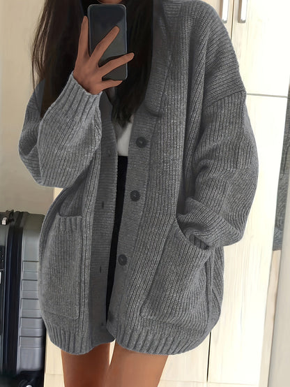 Chunky Knit Winter Cardigan, Coffee Brown