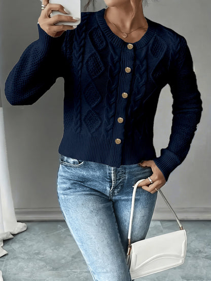 Twisted Knit Winter Cardigan, Black
