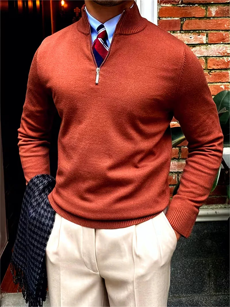 Fine Knit Zip Neck Jumper