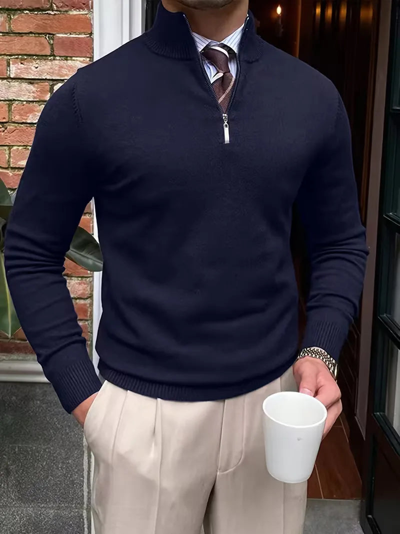 Fine Knit Zip Neck Jumper