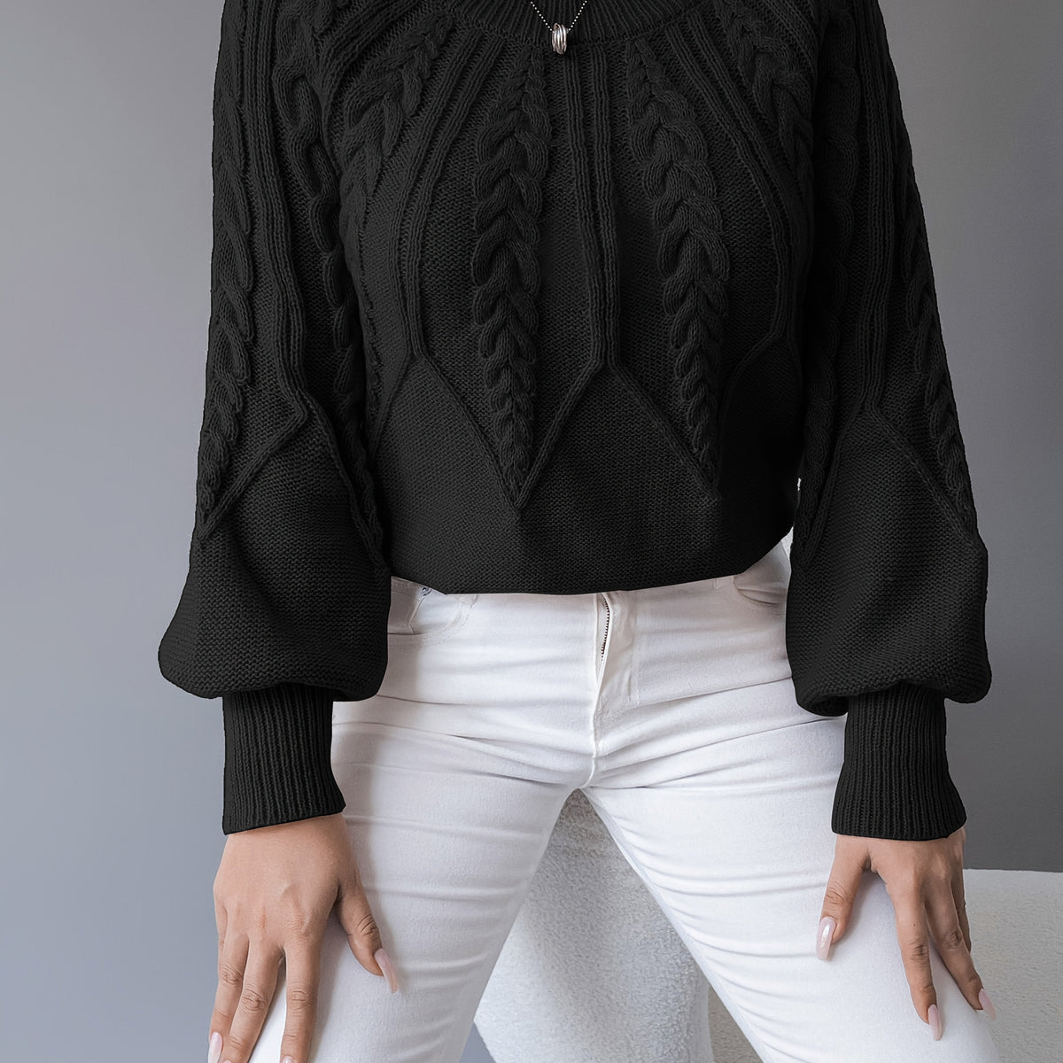 Twisted Knit Winter Jumper, Khaki