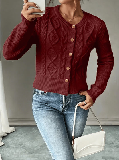 Twisted Knit Winter Cardigan, Black