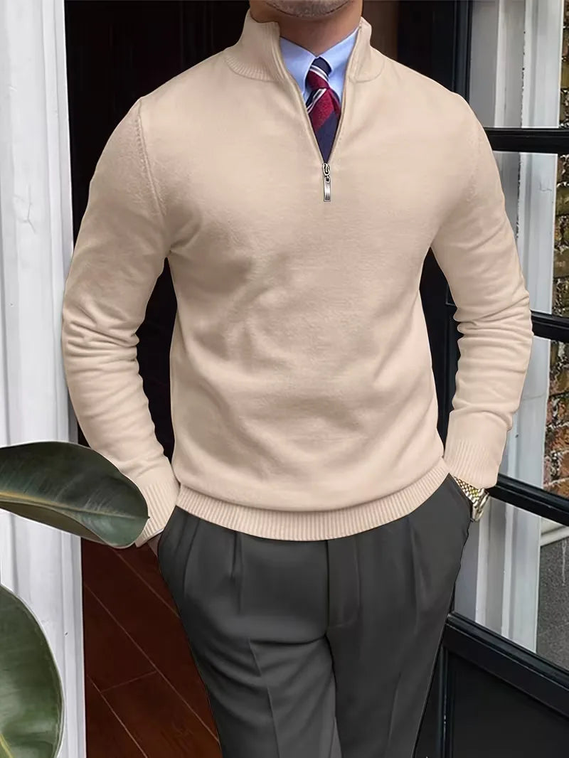Fine Knit Zip Neck Jumper