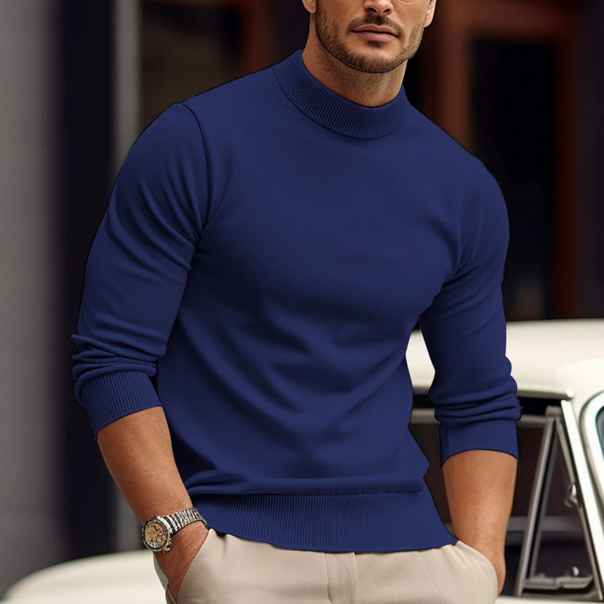 Fitted High Neck Jumper