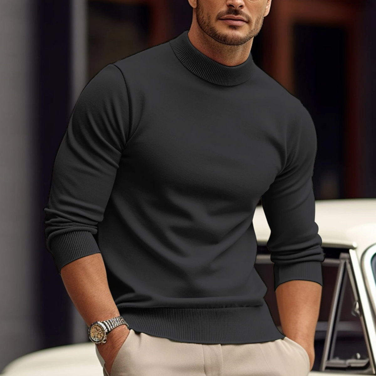 Fitted High Neck Jumper