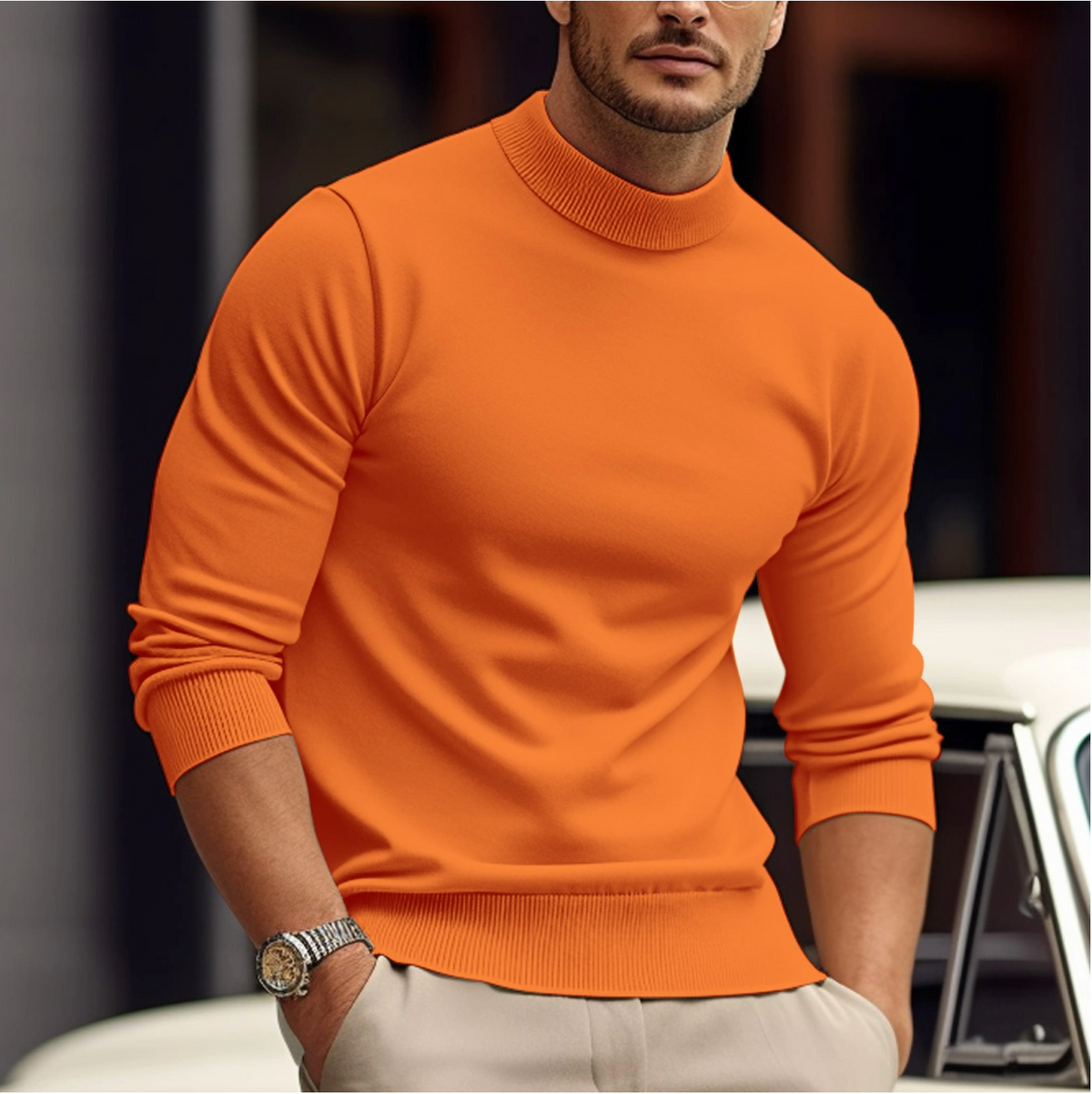 Fitted High Neck Jumper