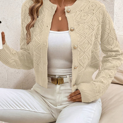 Buttoned Openwork Cardigan
