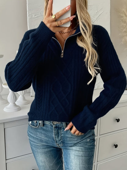 Twisted Knit Winter Jumper, Navy Blue