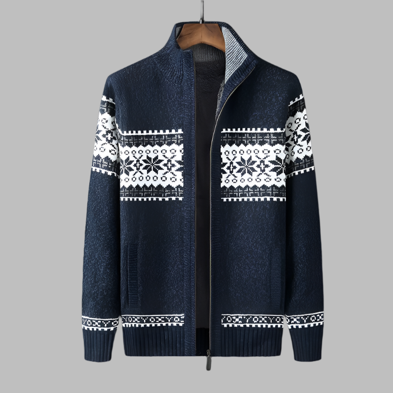 Zip-Up Nordic Knit Cardigan