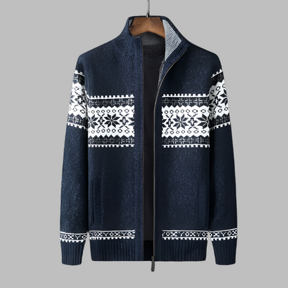 Zip-Up Nordic Knit Cardigan