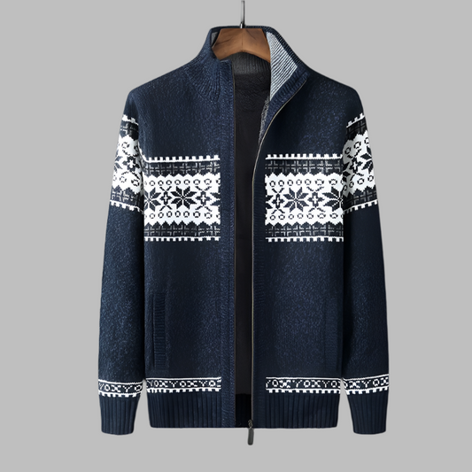 Zip-Up Nordic Knit Cardigan