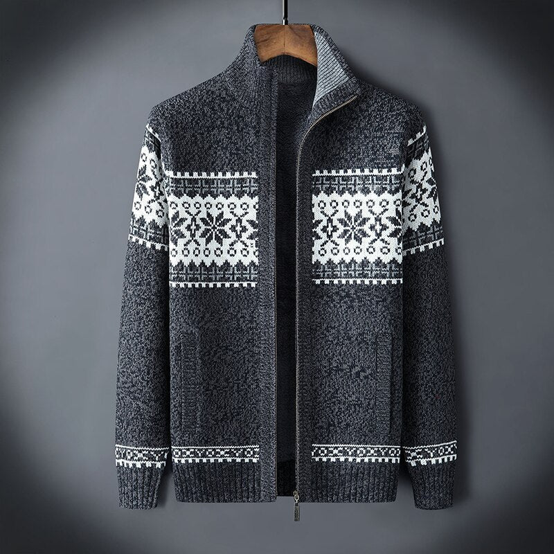Zip-Up Nordic Knit Cardigan