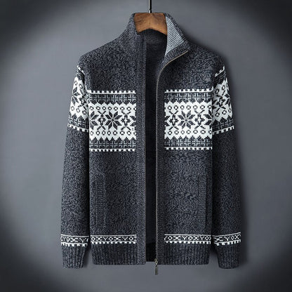 Zip-Up Nordic Knit Cardigan