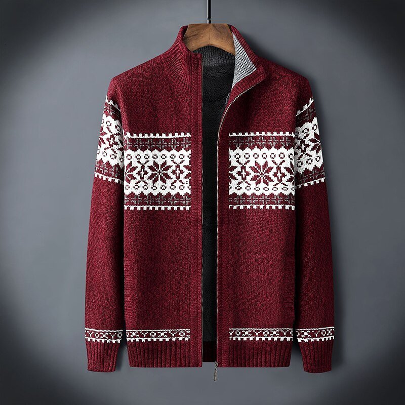 Zip-Up Nordic Knit Cardigan