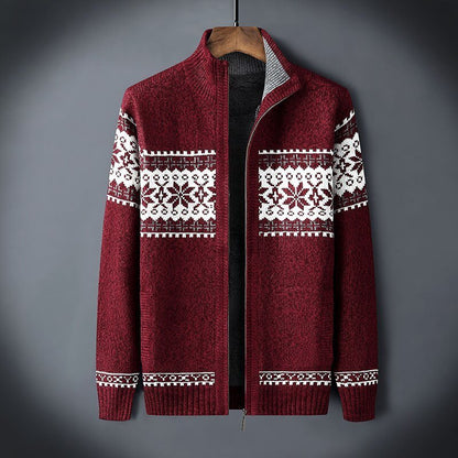 Zip-Up Nordic Knit Cardigan