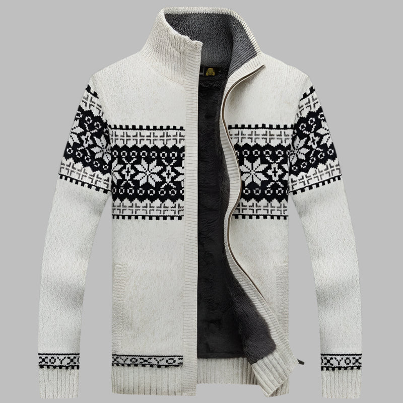 Zip-Up Nordic Knit Cardigan