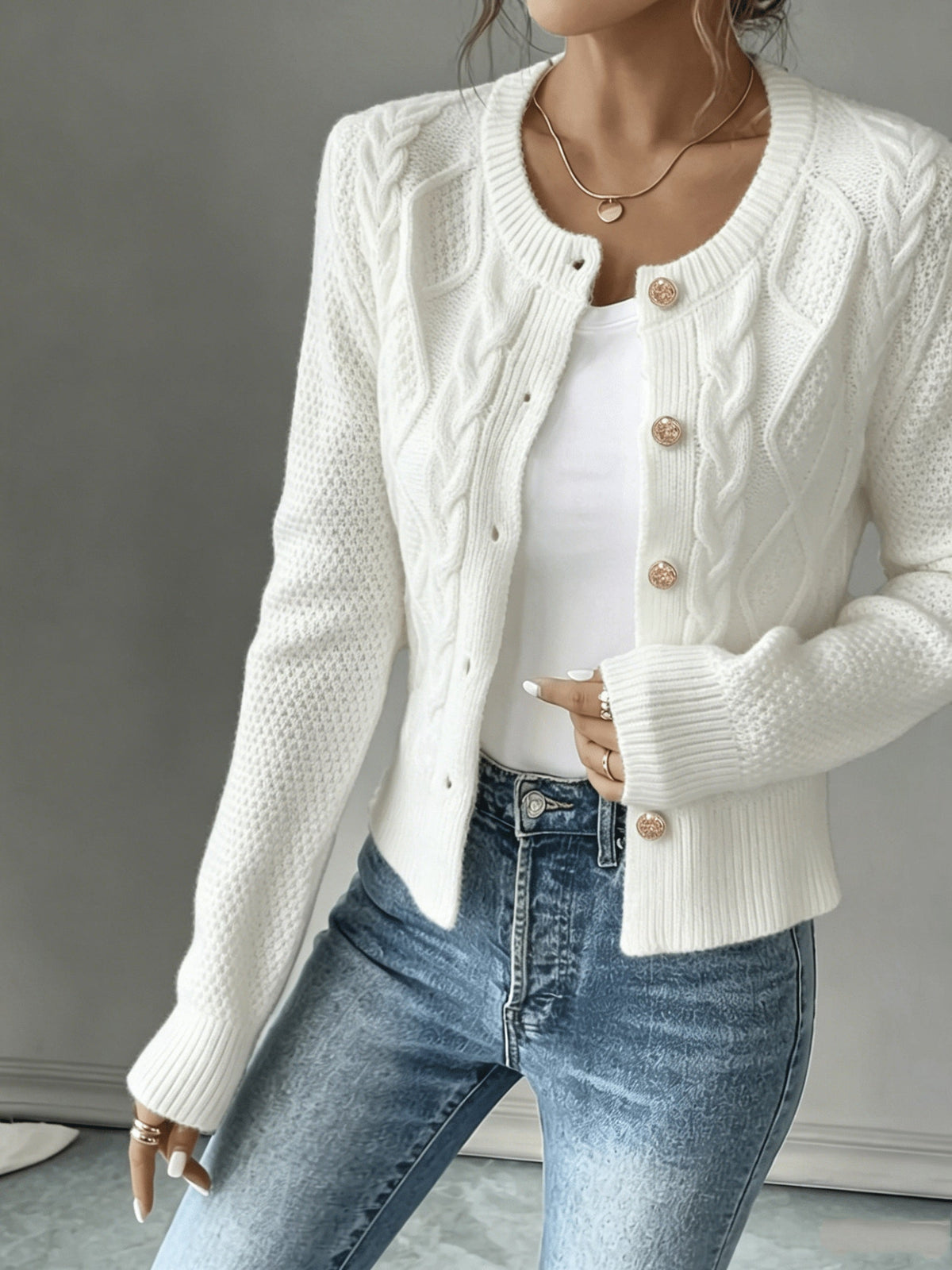 Twisted Knit Winter Cardigan, Black