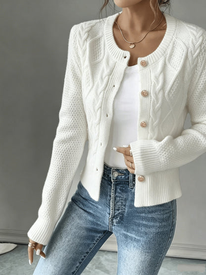 Twisted Knit Winter Cardigan, Black