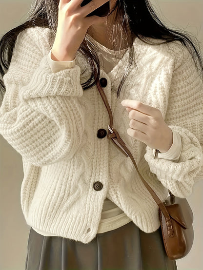 Chunky Knit Winter Cardigan, Apricot