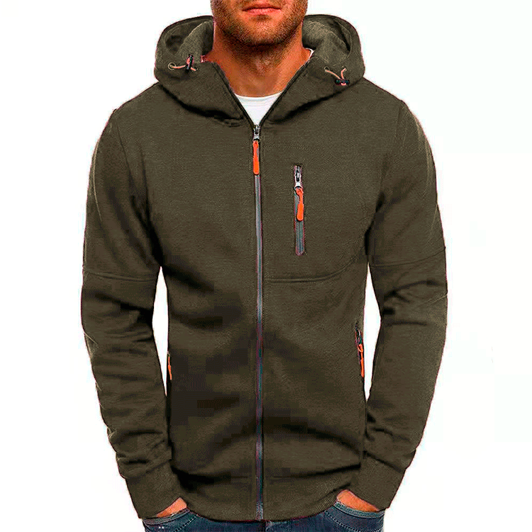 Fleece-Lined Zip-Up Hoodie, Green