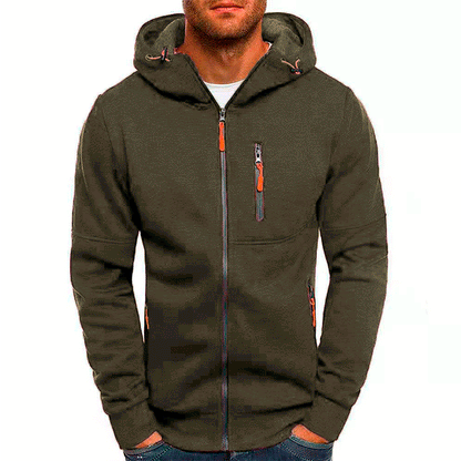 Fleece-Lined Zip-Up Hoodie, Green