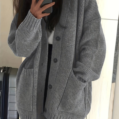 Chunky Knit Winter Cardigan, Coffee Brown