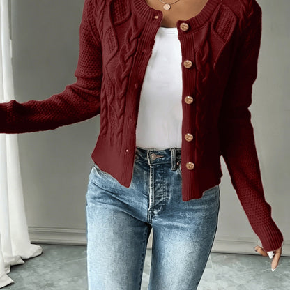 Twisted Knit Winter Cardigan, Black