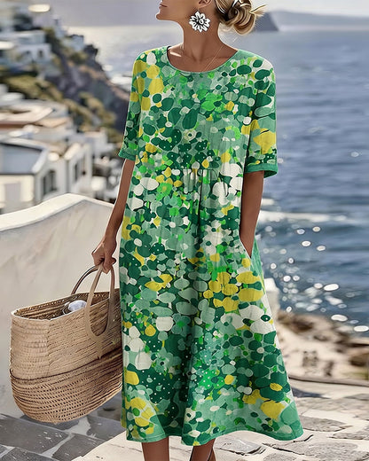 Floral Summer Linen Dress, Pink