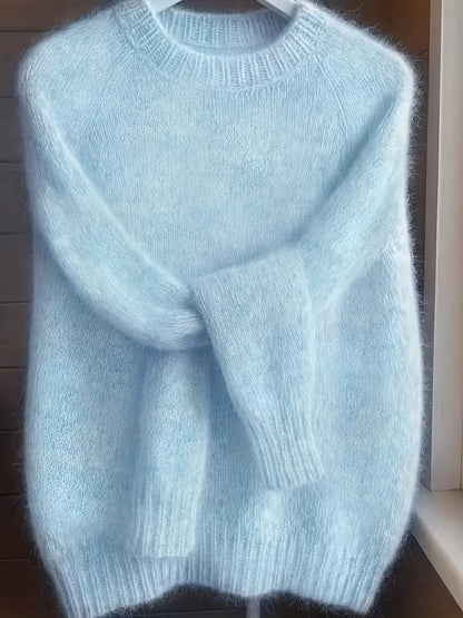 Fluffy Knit Winter Jumper, Sky Blue