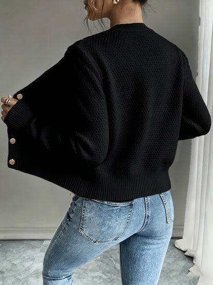 Twisted Knit Winter Cardigan, Black