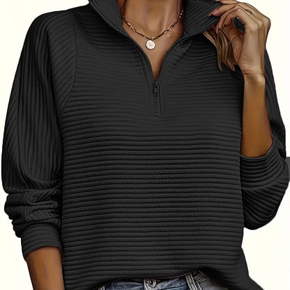 Ribbed Zip Neck Jumper, Pink