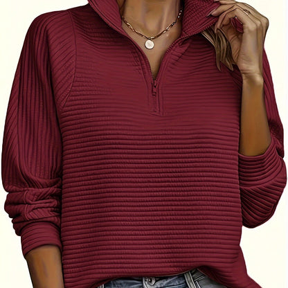 Ribbed Zip Neck Jumper, Pink