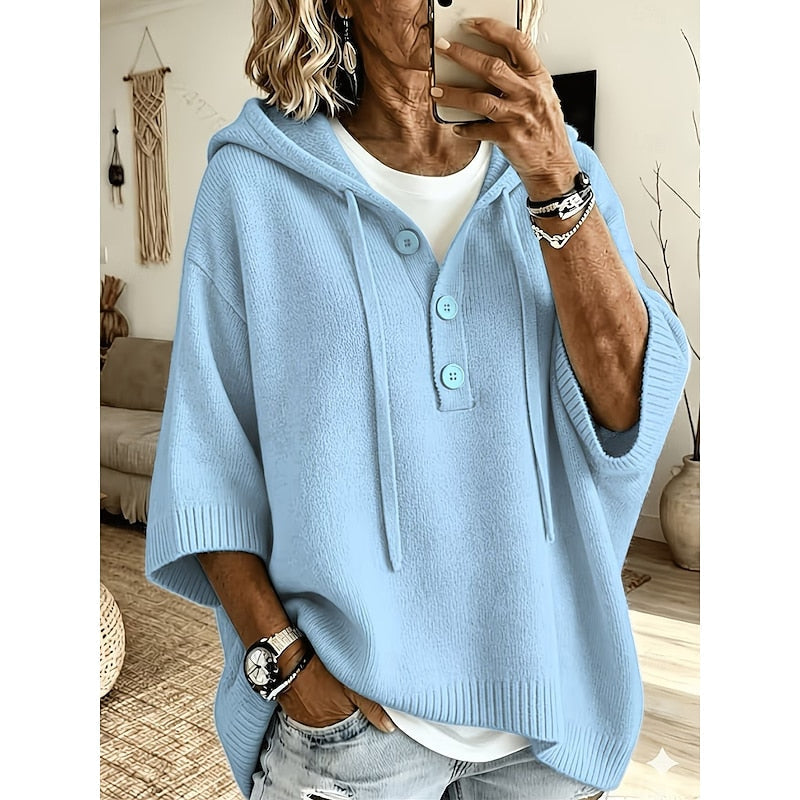 Oversized Knit Winter Jumper, Sky Blue