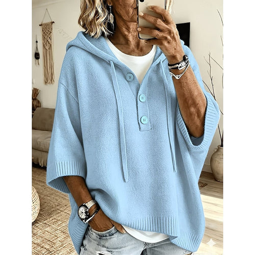 Oversized Knit Winter Jumper, Sky Blue