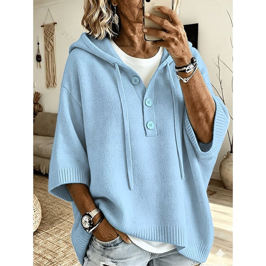 Oversized Knit Winter Jumper, Sky Blue
