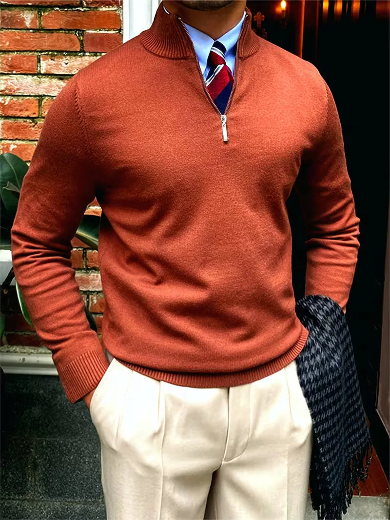 Fine Knit Zip Neck Jumper