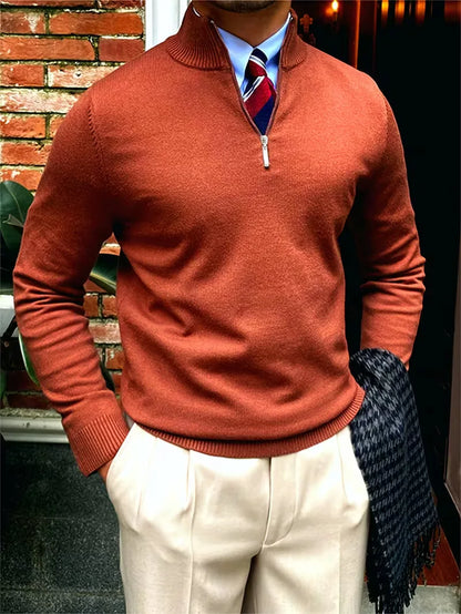 Fine Knit Zip Neck Jumper