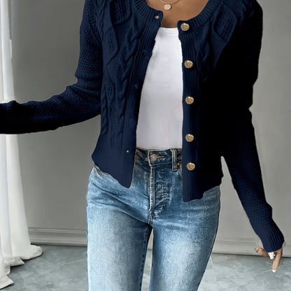 Twisted Knit Winter Cardigan, Black