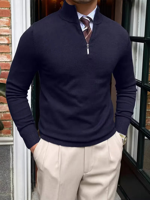 Fine Knit Zip Neck Jumper
