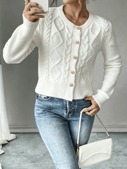 Twisted Knit Winter Cardigan, Black