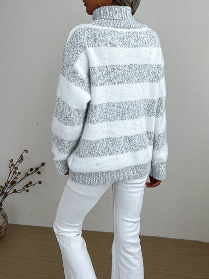 Striped Winter Roll Neck Jumper