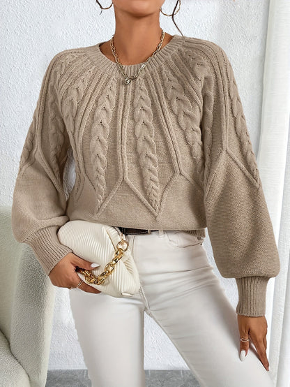 Twisted Knit Winter Jumper, Khaki
