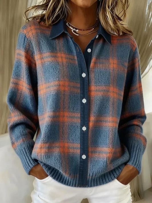 Oversized Checked Winter Cardigan