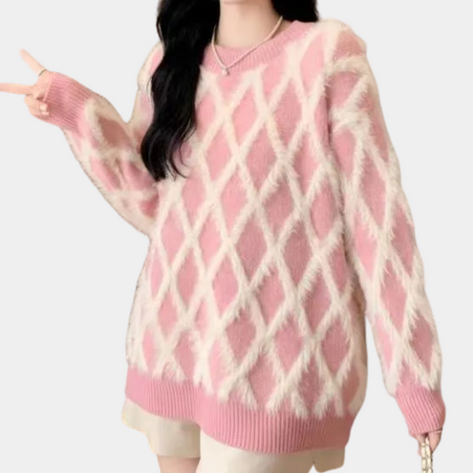 Fluffy Knit Winter Jumper, Pink