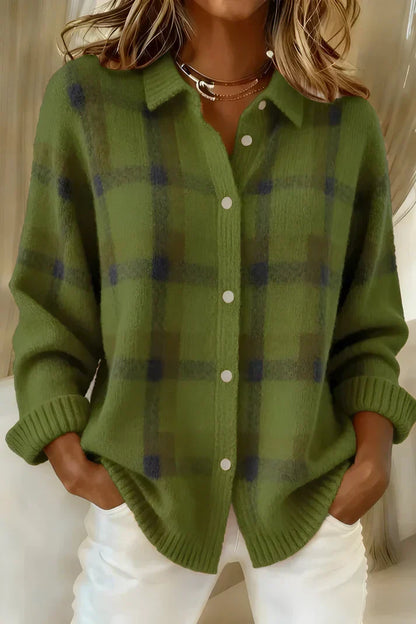 Oversized Checked Winter Cardigan