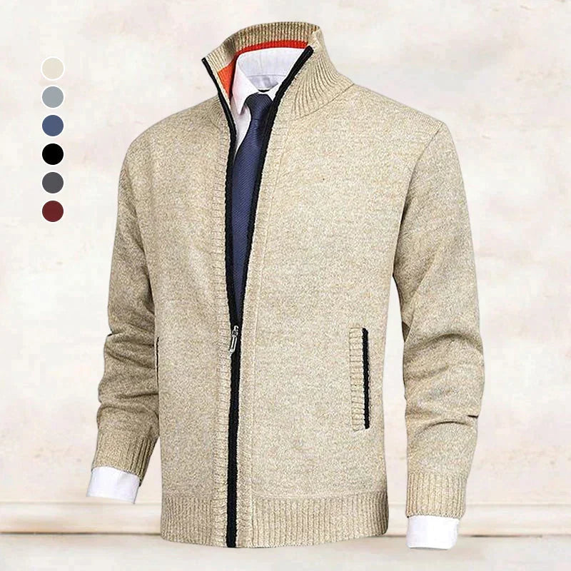 Fitted Winter Zip-Up Cardigan