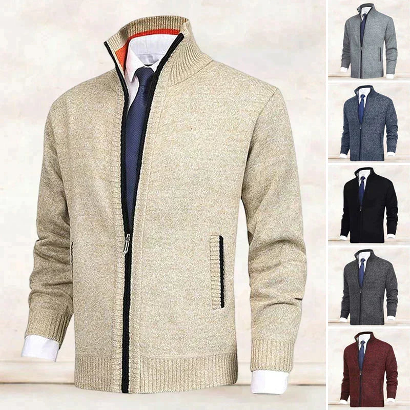 Fitted Winter Zip-Up Cardigan