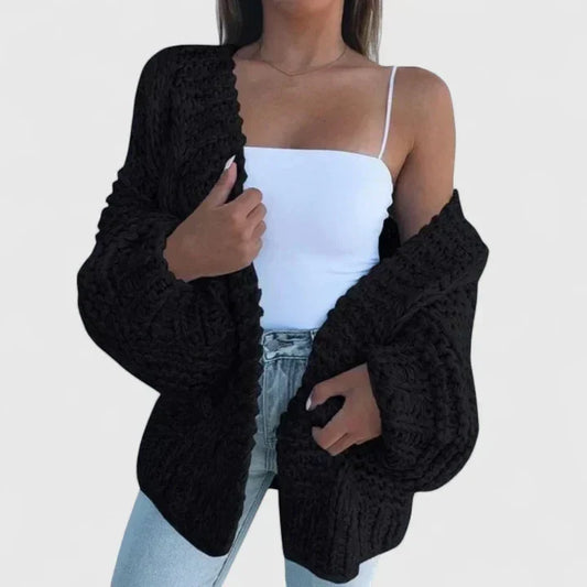 Chunky Knit Winter Cardigan, Black (2)
