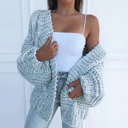 Chunky Knit Winter Cardigan, Black (2)