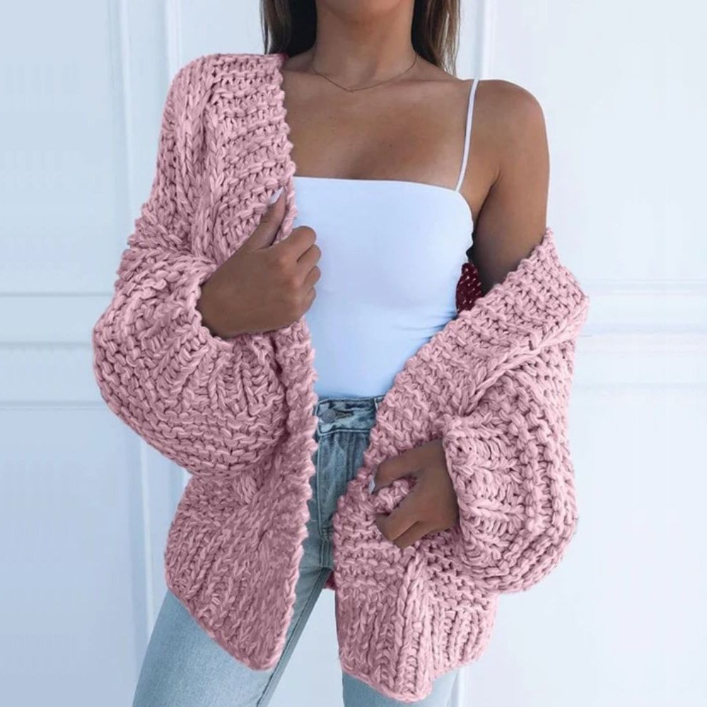 Chunky Knit Winter Cardigan, Black (2)